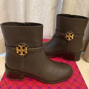 Tory Burch Miller 45MM Heel Bootie Shoes (Dark Brown ) NEW WITH TAGS